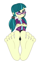 Size: 2200x3900 | Tagged: safe, artist:mixiepie, derpibooru import, juniper montage, equestria girls, movie magic, spoiler:eqg specials, barefoot, base, base used, clothes, crossed arms, feet, female, fetish, foot fetish, foot focus, glasses, pigtails, simple background, skirt, smiling, soles, solo, spread toes, toes, transparent background, vector, wiggling toes