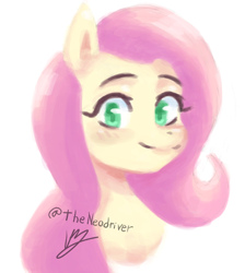 Size: 640x713 | Tagged: safe, artist:theneodriver, derpibooru import, fluttershy, bust, colored ears, colored pupils, female, mare, portrait, reddit, signature, solo