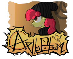 Size: 1150x920 | Tagged: safe, artist:hc0, derpibooru import, apple bloom, earth pony, pony, female, filly, foal, scar, solo, toothpick