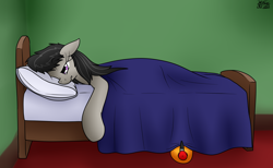 Size: 2286x1410 | Tagged: safe, artist:the-furry-railfan, derpibooru import, octavia melody, earth pony, air tank, bed, bedroom, messy mane, one eye closed, pillow, sleepy, this will end in balloons, waking up