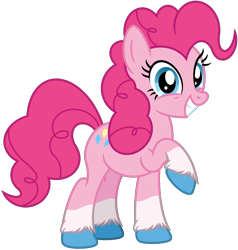 Size: 4187x4398 | Tagged: safe, artist:emeraldblast63, derpibooru import, pinkie pie, earth pony, pony, absurd resolution, female, g5 style, grin, looking at you, mare, raised hoof, raised leg, simple background, smiling, smiling at you, solo, transparent background