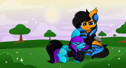 Size: 6758x3669 | Tagged: safe, artist:kittyrosie, derpibooru import, oc, oc only, pegasus, pony, absurd resolution, clothes, commission, pegasus oc, snoozing, socks, striped socks, sun, tree