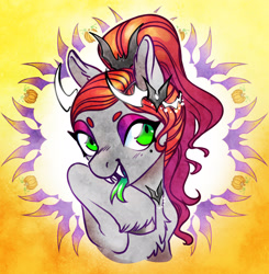 Size: 2638x2689 | Tagged: safe, artist:opalacorn, derpibooru import, oc, oc only, oc:void, pegasus, pony, chest fluff, fangs, female, forked tongue, halloween, holiday, mare, mole, open mouth, solo, unshorn fetlocks