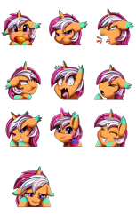 Size: 2549x4171 | Tagged: safe, artist:pridark, derpibooru import, oc, oc only, oc:lyra heartscoota, pony, unicorn, angry, ears, eating, expressions, floppy ears, happy, sad, simple background, solo, transparent background, yawn