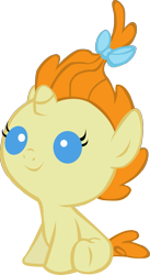 Size: 985x1800 | Tagged: safe, artist:clonehunter, derpibooru import, pumpkin cake, pony, unicorn, baby, baby pony, bow, female, hair bow, open mouth, open smile, simple background, sitting, smiling, solo, transparent background, vector