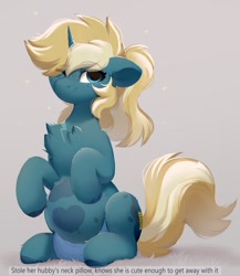 Size: 781x900 | Tagged: safe, artist:sketchfluffy, derpibooru import, oc, oc:maple parapet, pony, unicorn, belly, chest fluff, ears, female, floppy ears, freckles, heart (coat marking), mare, one eye closed, pregnant, smiling