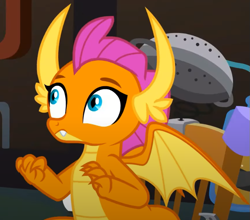 Size: 717x631 | Tagged: safe, derpibooru import, screencap, smolder, dragon, a horse shoe-in, cropped, dragoness, female, solo