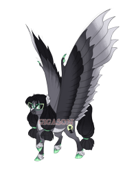 Size: 3634x4600 | Tagged: safe, artist:gigason, derpibooru import, oc, oc:scaredy cat, pegasus, pony, colored wings, female, mare, multicolored wings, obtrusive watermark, simple background, solo, transparent background, watermark, wings