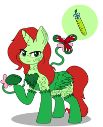 Size: 2160x2650 | Tagged: safe, artist:metal-jacket444, derpibooru import, pony, unicorn, batman, cutie mark, dc comics, pamela lillian isley, plant, poison ivy, ponified, simple background, solo, test tube, white background