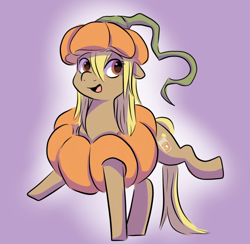 Size: 990x965 | Tagged: safe, artist:smirk, derpibooru import, oc, oc only, oc:sweet tea, earth pony, clothes, costume, ears, floppy ears, halloween, holiday, pumpkin, simple background, solo