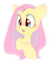 Size: 890x1050 | Tagged: safe, artist:melodylibris, derpibooru import, fluttershy, pegasus, pony, blushing, bust, cute, ear blush, female, mare, open mouth, shocked, shyabetes, simple background, solo, white background