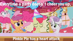 Size: 500x280 | Tagged: safe, derpibooru import, edit, edited screencap, screencap, apple bloom, pinkie pie, scootaloo, sweetie belle, earth pony, pegasus, pony, unicorn, season 2, the cutie pox, cutie mark crusaders, female, filly, foal, hat, hub logo, logo, mare, party hat, the hub