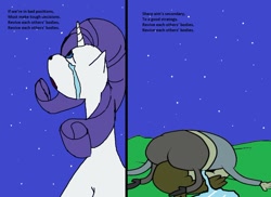 Size: 1024x745 | Tagged: safe, artist:idolkve, derpibooru import, rarity, pony, ass, butt, crossover, crossover shipping, crying, female, majestic as fuck, male, meme, muscle man, night, regular show, shipping, straight, stupid, stylistic suck