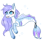 Size: 150x139 | Tagged: safe, artist:doekitty, derpibooru import, oc, oc only, hybrid, merpony, seapony (g4), 2d, animated, blue eyes, blue mane, bubble, commission, dorsal fin, female, fins, fish tail, flowing tail, gif, mare, open mouth, open smile, pixel art, simple background, smiling, solo, sprite, tail, transparent background