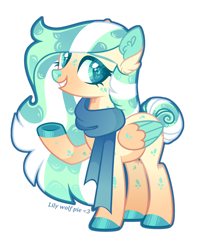 Size: 1280x1561 | Tagged: safe, artist:lilywolfpie-yt, derpibooru import, oc, pegasus, pony, clothes, colored wings, female, mare, scarf, simple background, transparent background, two toned wings, wings