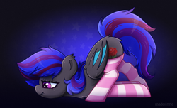 Size: 3374x2048 | Tagged: safe, artist:madelinne, derpibooru import, oc, oc only, oc:ebony rose, bat pony, pony, bored, clothes, commission, face down ass up, socks, solo, striped socks, ych result