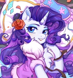 Size: 962x1033 | Tagged: safe, artist:千雲九枭, derpibooru import, rarity, pony, unicorn, bed, blindfold, chest fluff, clothes, female, flower, mare, on bed, pajamas, pillow, solo