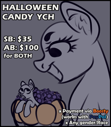 Size: 3500x4000 | Tagged: safe, artist:sadfloorlamp, derpibooru import, oc, pony, candy, commission, cute, female, female pred, fetish, food, halloween, holiday, imminent vore, macro, macro/micro, mare, micro, open, open mouth, pumpkin, tongue, tongue out, your character here