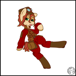 Size: 4000x4000 | Tagged: safe, artist:dice-warwick, derpibooru import, oc, oc only, oc:plasma cutter, earth pony, pony, fallout equestria, female, hat, leather, mare, scribe, simple background, solo, steel ranger, steel ranger scribe, tongue, tongue out, transparent background