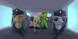 Size: 1975x1004 | Tagged: safe, artist:ciborgen, derpibooru import, fluttershy, tree hugger, earth pony, pegasus, pony, police, police officer