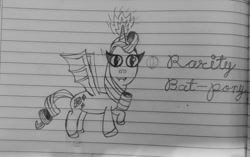 Size: 602x378 | Tagged: safe, derpibooru import, rarity, bat pony, bat ponified, notebook, race swap, raribat, traditional art