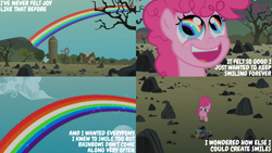 Size: 4400x2475 | Tagged: safe, derpibooru import, edit, edited screencap, editor:quoterific, screencap, pinkie pie, the cutie mark chronicles, female, filly, filly pinkie pie, foal, younger