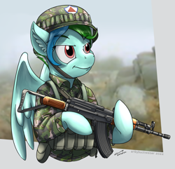 Size: 1920x1850 | Tagged: safe, artist:buckweiser, derpibooru import, oc, oc:tracer wake, camouflage, gun, military, pla, rifle, type-81, weapon