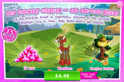 Size: 1958x1297 | Tagged: safe, derpibooru import, idw, blackthorn, deer, advertisement, antlers, armor, bush, costs real money, english, flower, gameloft, gem, guard, horns, idw showified, lantern, male, numbers, official, sale, solo, solo focus, stag, text, tree