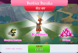 Size: 1264x859 | Tagged: safe, derpibooru import, idw, blackthorn, deer, antlers, armor, bundle, bush, costs real money, english, flower, gameloft, gem, guard, horns, idw showified, lantern, male, numbers, official, sale, solo, solo focus, stag, text, tree