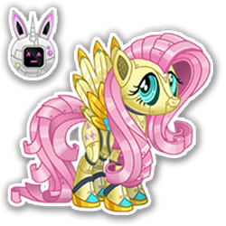 Size: 270x270 | Tagged: safe, derpibooru import, fluttershy, pegasus, pony, robot, robot pony, cute, daaaaaaaaaaaw, elegant, female, flutterbot, gameloft, mare, mobile game, official, roboticization, shyabetes, simple background, solo, spread wings, text, transparent background, wings