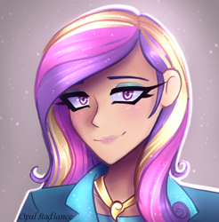 Size: 1960x1988 | Tagged: safe, artist:opal_radiance, derpibooru import, dean cadance, princess cadance, human, equestria girls, bust, portrait, princess, principal cadance, shiny, solo