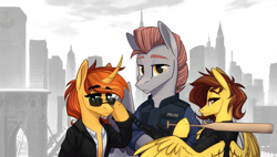 Size: 2805x1589 | Tagged: safe, artist:alrumoon_art, derpibooru import, oc, oc only, pegasus, pony, unicorn, grand theft auto