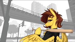 Size: 2805x1589 | Tagged: safe, artist:alrumoon_art, derpibooru import, oc, oc only, pegasus, pony, female, grand theft auto, mare, solo