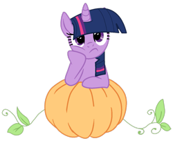 Size: 1203x983 | Tagged: safe, artist:nerdy-pony, artist:twilyisbestpone, derpibooru import, twilight sparkle, unicorn twilight, pony, unicorn, adorkable, base used, cute, dork, female, frown, halloween, holiday, hoof on cheek, mare, pumpkin, simple background, solo, transparent background, twiabetes, twilight sparkle is not amused, unamused