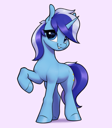 Size: 3150x3600 | Tagged: safe, artist:aquaticvibes, derpibooru import, minuette, pony, unicorn, cute, female, looking at you, mare, minubetes, pink background, raised hoof, raised leg, simple background, smiling, smiling at you, solo