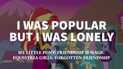 Size: 1920x1080 | Tagged: safe, derpibooru import, edit, edited screencap, editor:quoterific, screencap, angel bunny, applejack, fluttershy, pinkie pie, rarity, sci-twi, sunset shimmer, twilight sparkle, better together, equestria girls, forgotten friendship