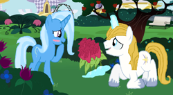 Size: 1386x760 | Tagged: safe, artist:starryc94, derpibooru import, prince blueblood, trixie, bluetrix, female, male, marriage proposal, shipping, straight, trixie day