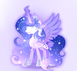 Size: 2641x2442 | Tagged: safe, artist:existencecosmos188, derpibooru import, oc, oc only, alicorn, pony, alicorn oc, base used, ethereal mane, female, glowing, glowing eyes, glowing horn, hoof shoes, horn, mare, simple background, solo, starry mane, transparent background, wings