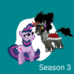 Size: 1024x1024 | Tagged: safe, derpibooru import, king sombra, twilight sparkle, pony, unicorn, season 3, the crystal empire, derpibooru, desktop ponies, meta, pixel art, spoilered image joke, sprite, text