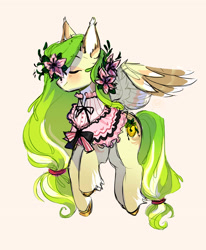 Size: 2203x2677 | Tagged: safe, artist:pandachenn, derpibooru import, oc, pegasus, pony, clothes, flower, flower in hair, solo