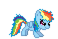 Size: 116x78 | Tagged: safe, derpibooru import, rainbow dash, pegasus, animated, desktop ponies, female, filly, filly rainbow dash, flying, foal, gif, leaping, pixel art, simple background, solo, sprite, transparent background, younger