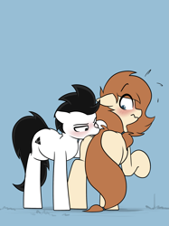 Size: 2327x3103 | Tagged: safe, artist:vipy, derpibooru import, oc, oc:vipy, earth pony, pony, biting, butt bite, simple background