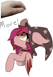 Size: 4242x6128 | Tagged: safe, artist:skylarpalette, derpibooru import, oc, oc only, oc:velvet silverwing, bat, bat pony, pony, bat pony oc, begging, chest fluff, collar, disembodied hand, ear fluff, ears, ears back, fangs, female, fluffy, folded wings, hand, hat, head pat, looking up, mare, moon, open mouth, pat, reaching, simple background, simple shading, slit eyes, talking, transparent background, wings, wizard hat
