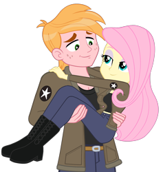 Size: 2216x2338 | Tagged: safe, anonymous artist, artist:edy_january, derpibooru import, edit, big macintosh, fluttershy, human, equestria girls, equestria girls series, bedroom eyes, big breasts, boots, breasts, bridal carry, carrying, clothes, female, fluttermac, girls und panzer, hootershy, jacket, looking at each other, looking at someone, male, marine, marines, military, military uniform, russia, saunders, shipping, shoes, simple background, smiling, smiling at each other, straight, transparent background, uniform, united states, usmc, vector, vector edit