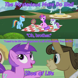 Size: 3072x3072 | Tagged: safe, derpibooru import, edit, edited screencap, editor:itsmgh1203, screencap, amethyst star, matilda, rainbow dash, sparkler, donkey, pegasus, pony, unicorn, season 2, season 5, slice of life (episode), the mysterious mare do well, bread, eyes closed, female, filly, foal, food, jar, magic, mare, open mouth, open smile, peanut butter, smiling, telekinesis, text