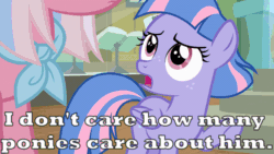 Size: 800x450 | Tagged: safe, derpibooru import, edit, edited screencap, screencap, clear sky, wind sprint, pegasus, pony, unicorn, common ground, season 9, spoiler:s09, angry, animated, caption, duo, duo female, female, filly, foal, freckles, frustrated, gif, glare, mare, mother and child, mother and daughter, parent and child, sad, stomping, talking, text, unamused, wind sprint is not amused
