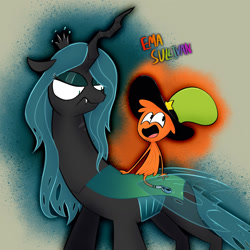 Size: 1280x1280 | Tagged: safe, artist:ema0rsully, derpibooru import, queen chrysalis, alien, changeling, changeling queen, crossover, doom, equestria is doomed, female, impending doom, oh no, this will not end well, uh oh, wander (wander over yonder), wander over yonder, we're all doomed, xk-class end-of-the-world scenario, you monster