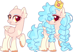 Size: 2935x2082 | Tagged: safe, artist:kurosawakuro, derpibooru import, oc, hybrid, pegasus, pony, bald, base used, crown, female, interspecies offspring, jewelry, magical lesbian spawn, mare, offspring, parent:pinkie pie, parent:princess skystar, parents:skypie, regalia, simple background, solo, transparent background