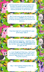 Size: 2048x3319 | Tagged: safe, derpibooru import, idw, lyra heartstrings, pinkie pie, temperance flowerdew, twilight sparkle, twilight sparkle (alicorn), alicorn, earth pony, pony, anti-sugar league, anti-sugar pinkie pie, dialogue, english, event, female, folded wings, gameloft, glasses, horn, idw showified, mare, official, speech bubble, sword, text, weapon, wings