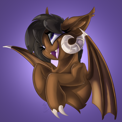 Size: 2100x2100 | Tagged: safe, artist:starcasteclipse, derpibooru import, oc, oc only, bat wings, female, mare, smiling, solo, wings